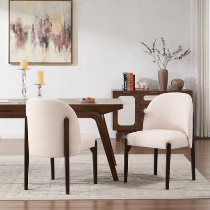 Wooden Dining Chairs Set Of 2, Modern Fabric Upholstered Dining Room Chair Kitchen Chairs, Farmhouse Dinner Chair For Kitchen Dining Room
